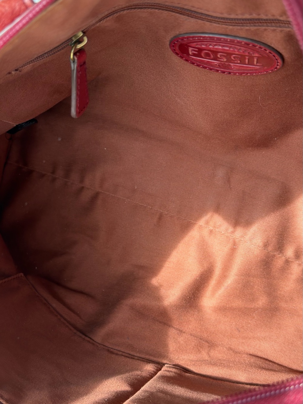 Fossil Red Leather Double-Handle Satchel - Picture 4 of 11